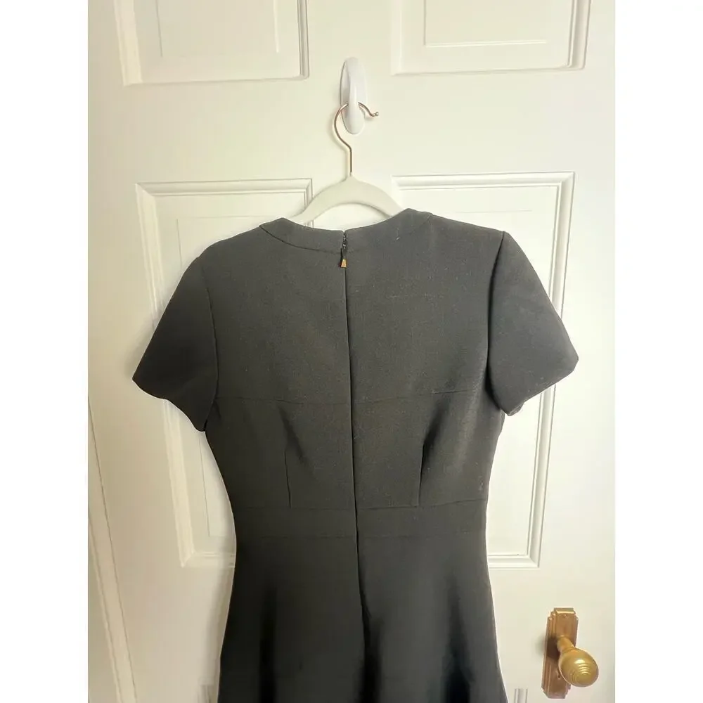 Kate Spade New York Black Jazz Things Up Fit and Flare Crepe Dress Womens 4 Midi